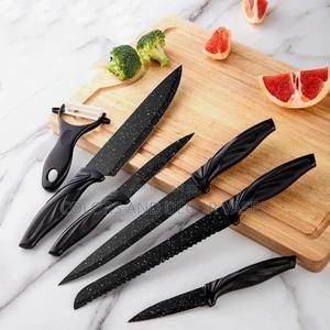 Ereasthos 6pc Knife Set in Black Granite Black Handle Colour - thumbnail 2