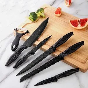 Ereasthos 6pc Knife Set in Black Granite Black Handle Colour