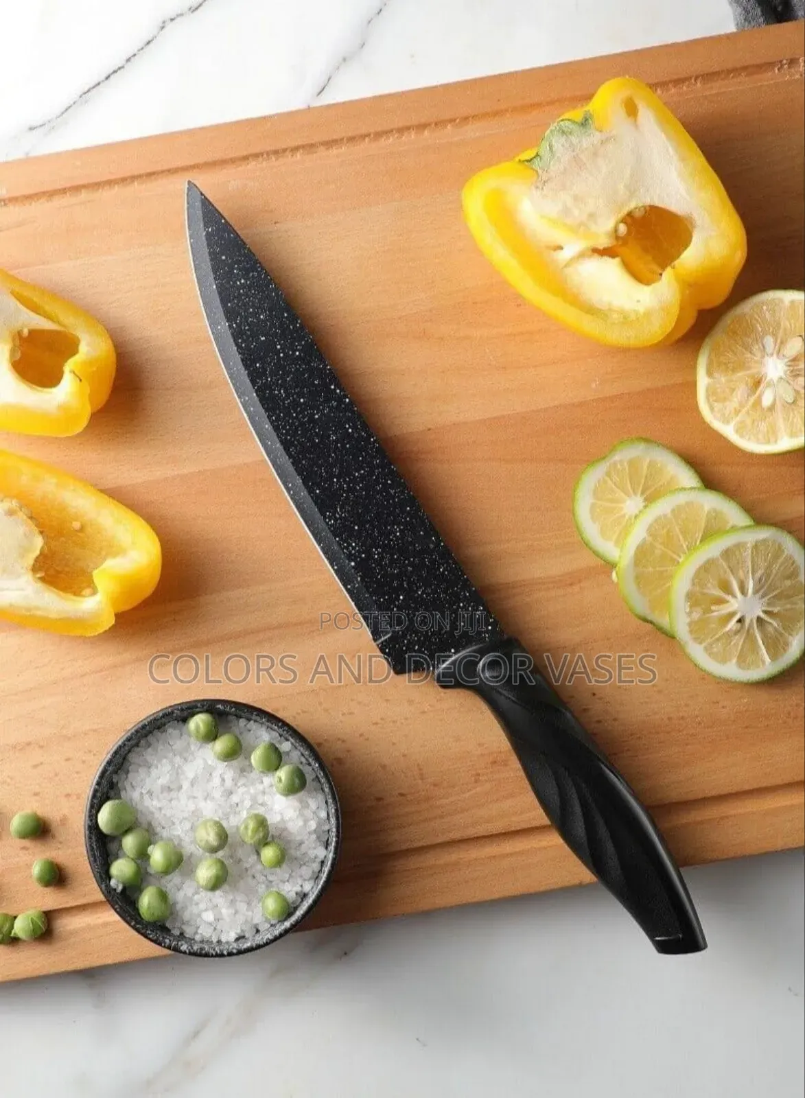 Ereasthos 6pc Knife Set in Black Granite Black Handle Colour
