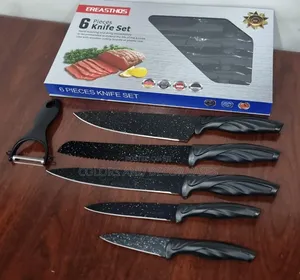 Ereasthos 6pc Knife Set in Black Granite Black Handle Colour