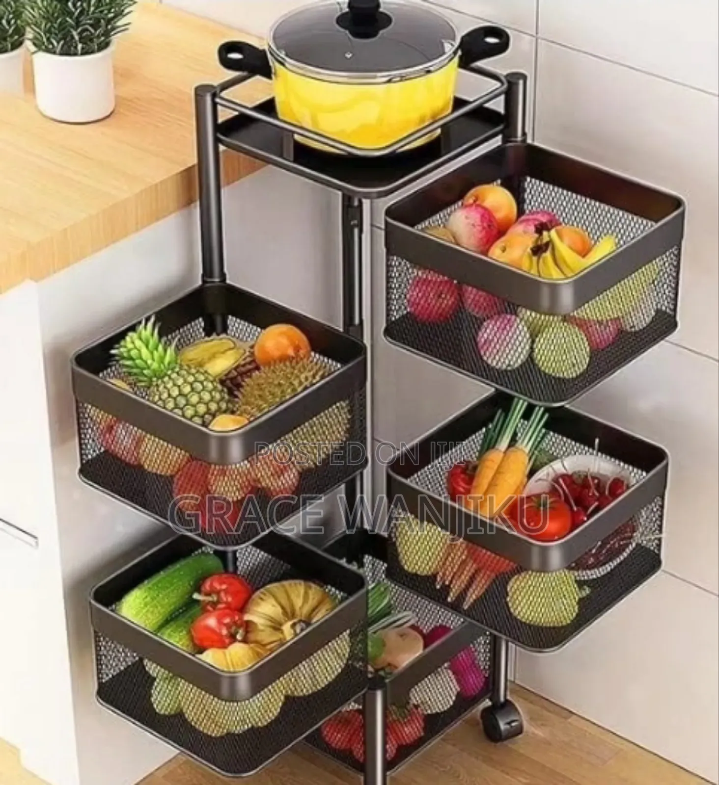 *Rotating Multifunctional Storage Rack With Wheels*