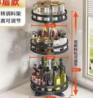 ✅ 360° Rotating Kitchen Bathroom Storage Rack