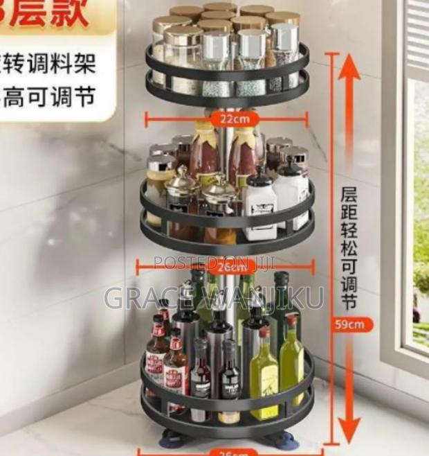 ✅ 360° Rotating Kitchen Bathroom Storage Rack