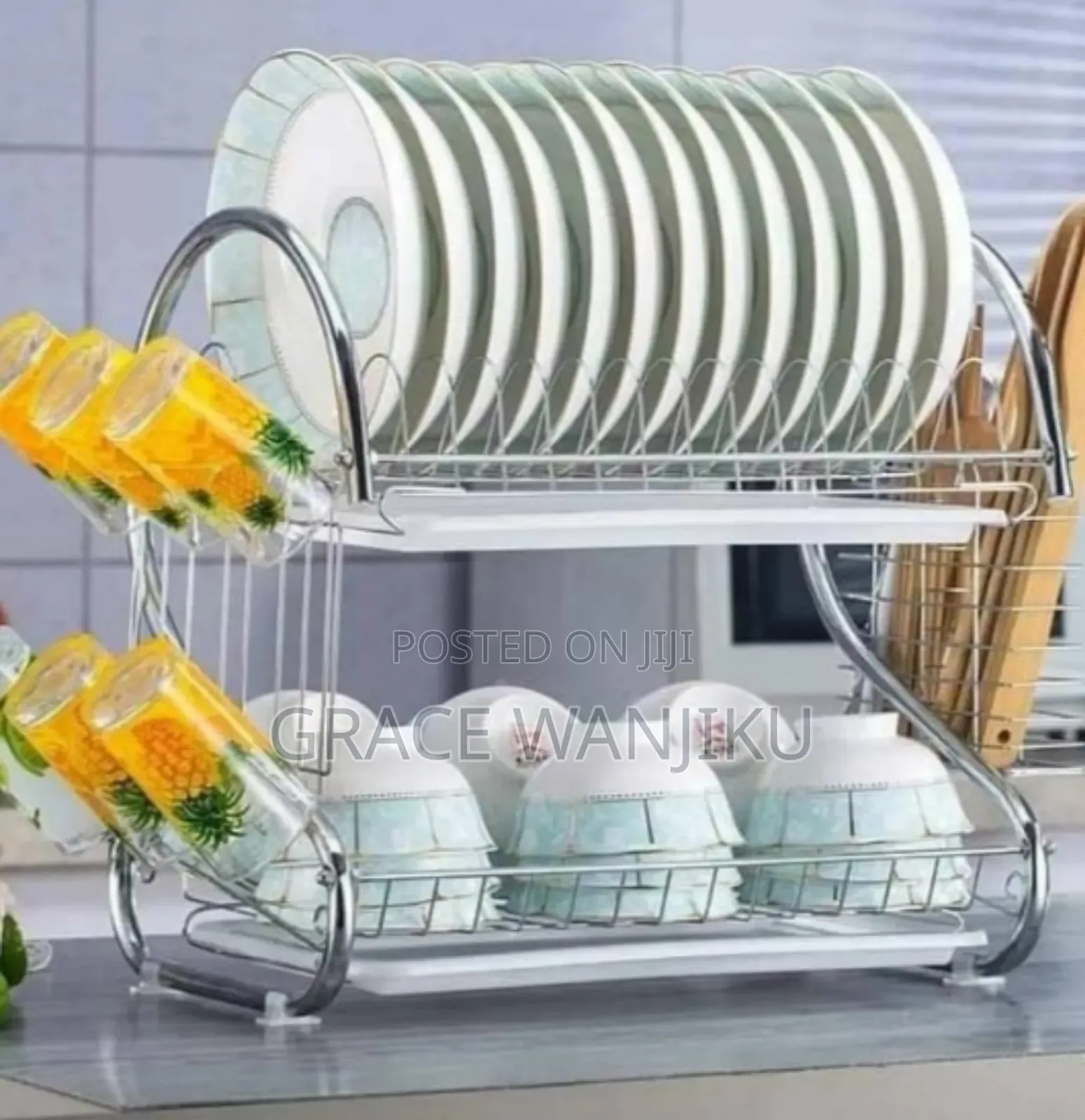 ```2 Tier Stainless Steel Dishrack`