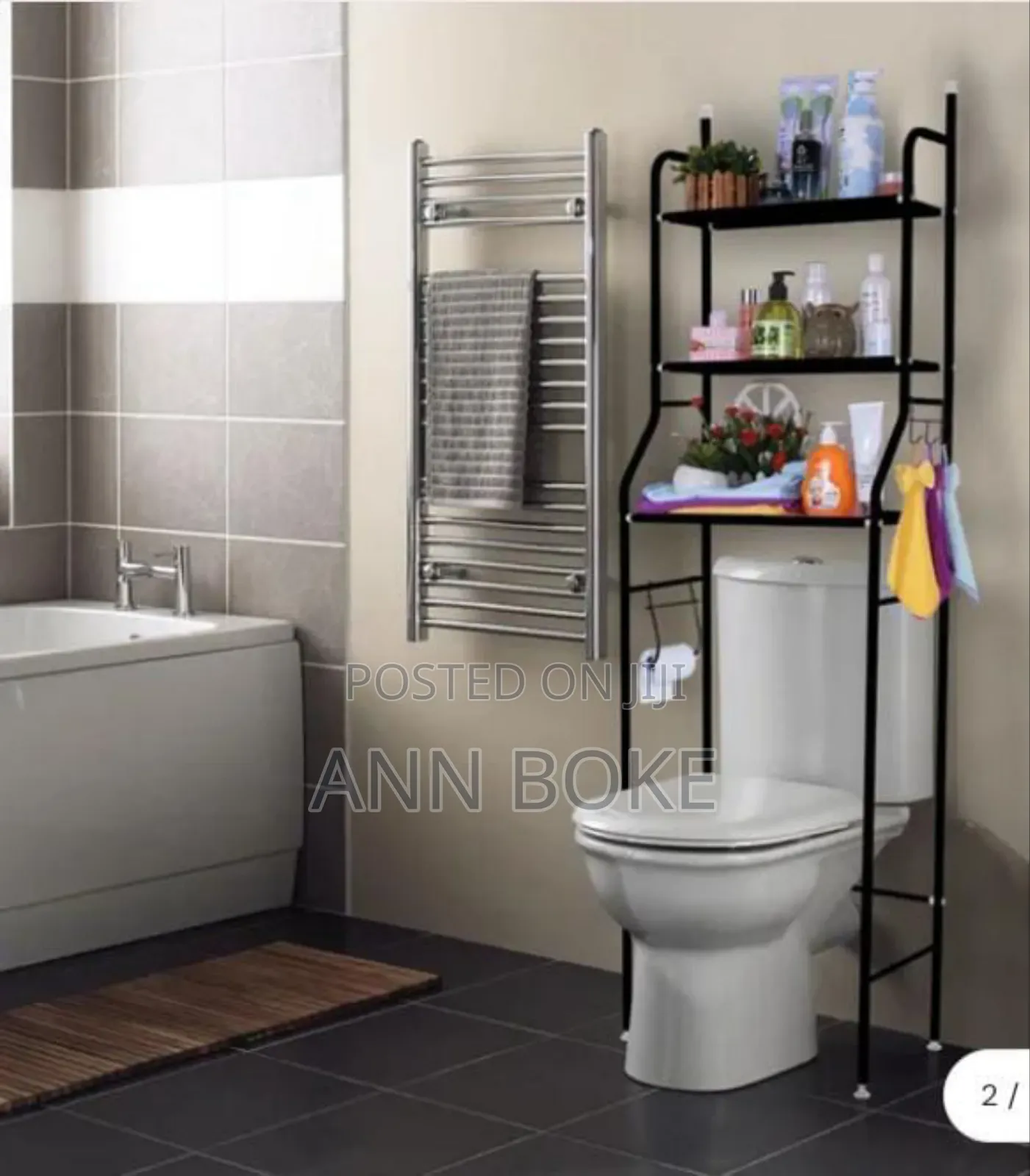 Toilet Rack Organizer Black and White , Three Layer Over