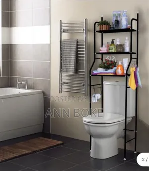 Toilet Rack Organizer Black and White , Three Layer Over
