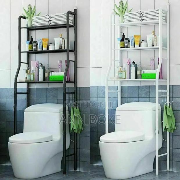 Toilet Rack Organizer Black and White , Three Layer Over - thumbnail 2