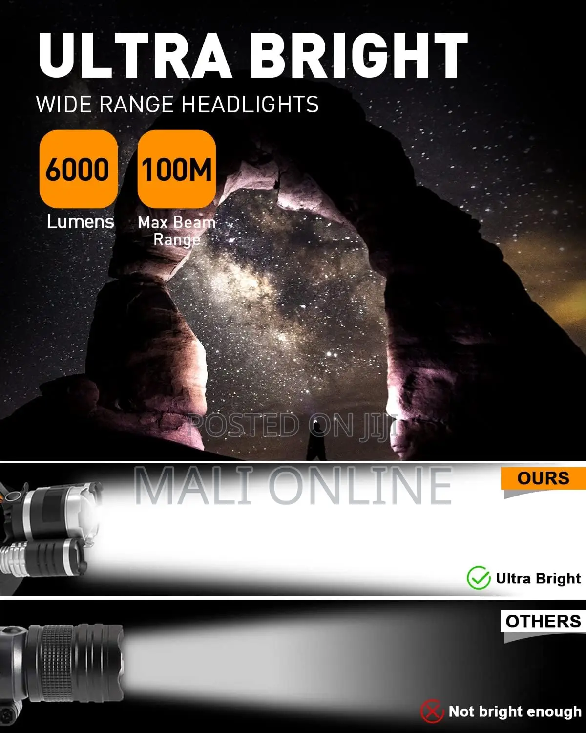 Rechargeable Head Torch With 3 Led Lights