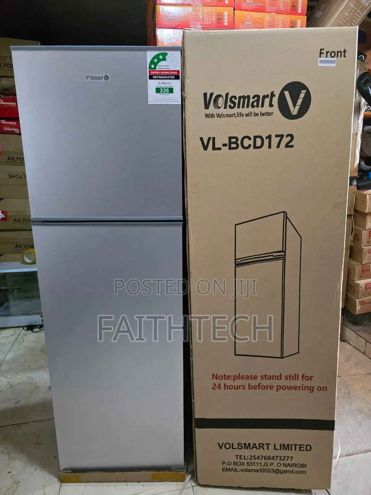 Silver Volsmart 118litres Double Door Refrigerator
