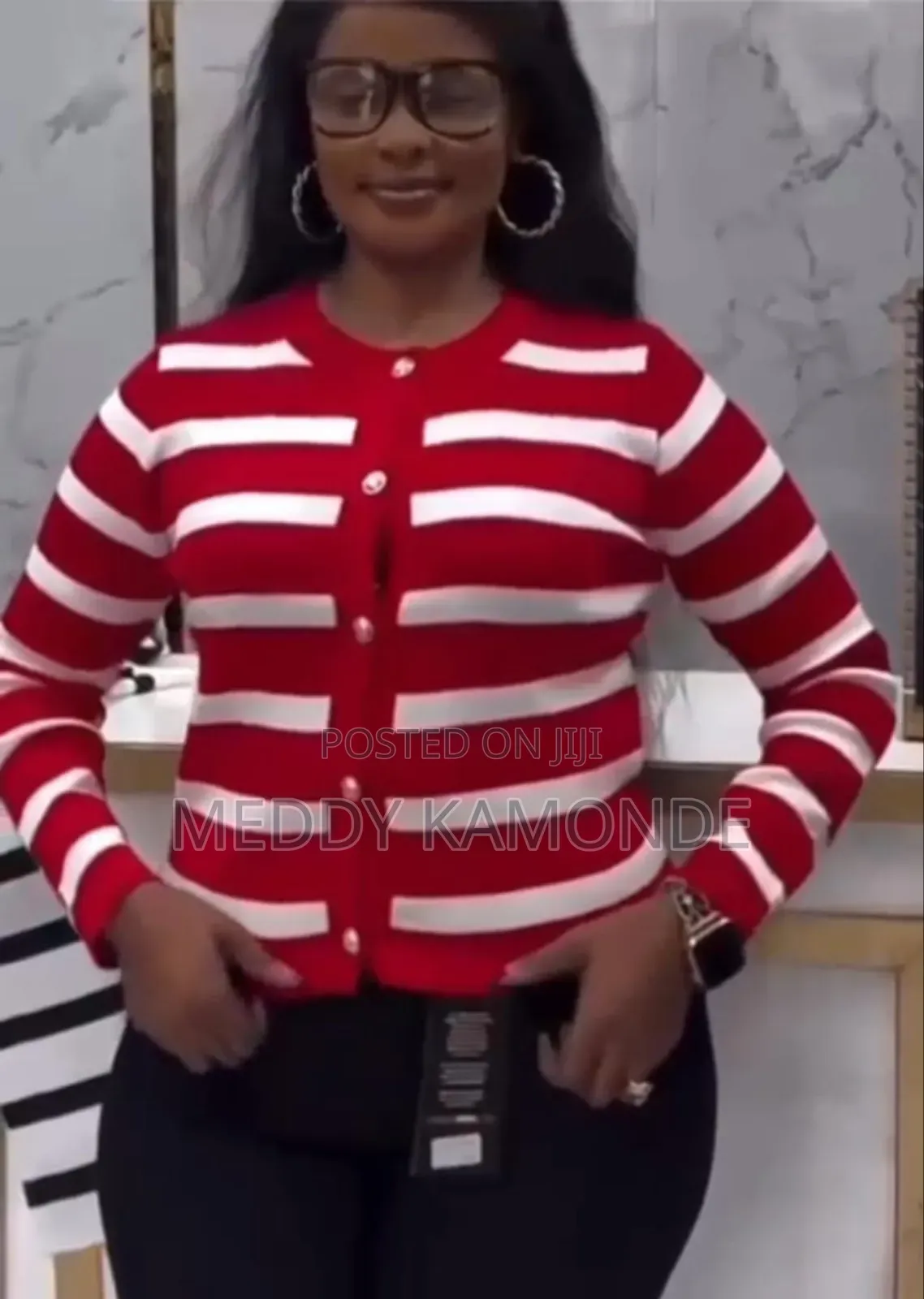 White/Red/Black Sweater Tops