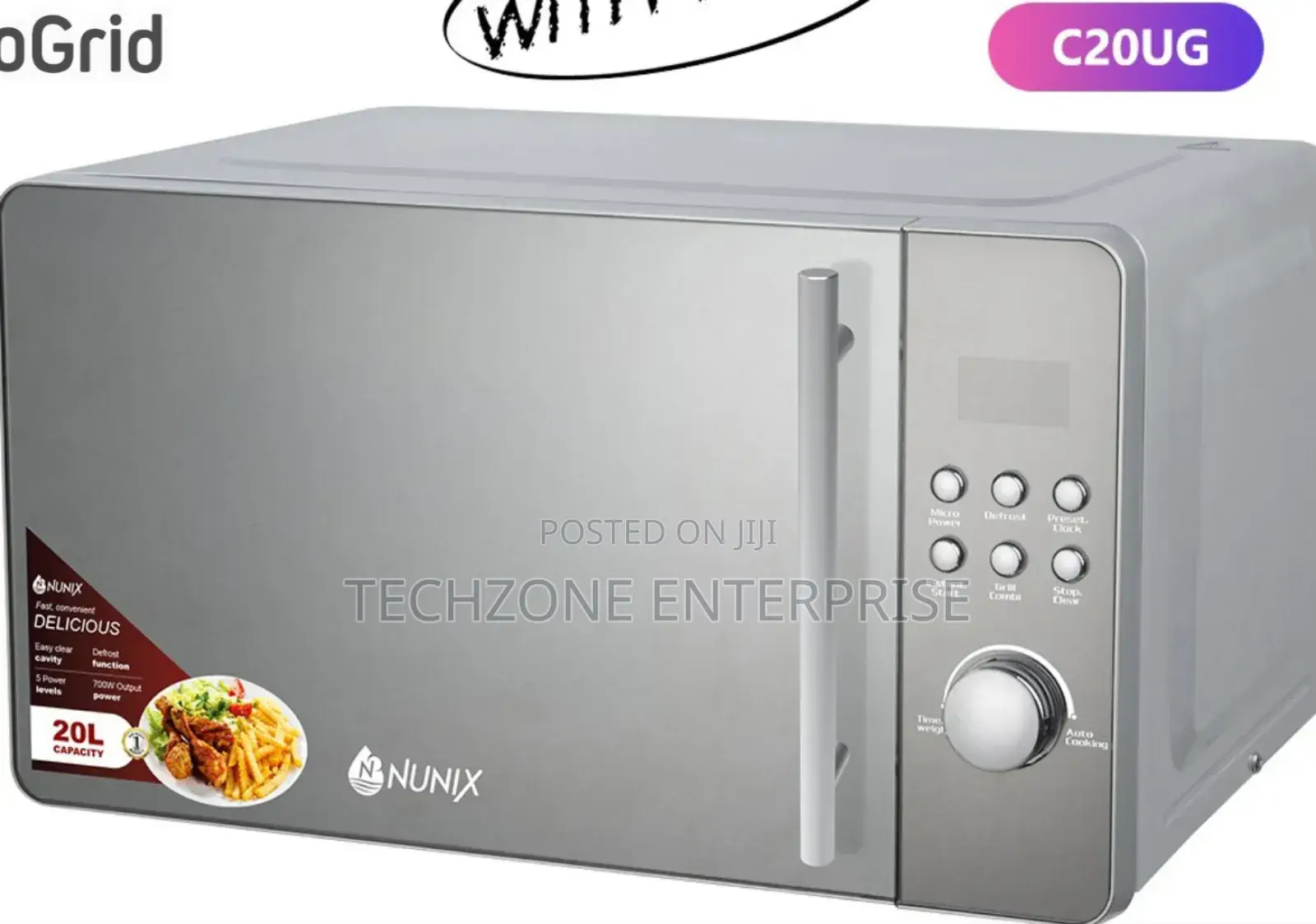 Nunix C20ug Digital Microwave With Grill, Silver 