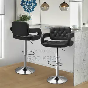 Home Chair ; Leather Black Swivel Bar Stool Chair for Dining