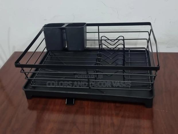 All in 1 Over Sink Kitchen Rack Dish Drainer Black/White - main view