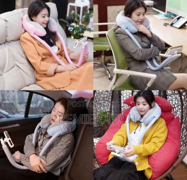 * 2-in-1 U-Shaped Neck Pillow With Tablet Phone Holder