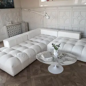 White Classy 6 Seater L Shaped Bubble Sofa
