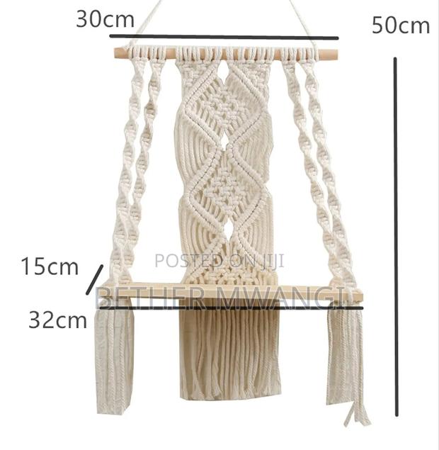 Macrame Wall Hanging Wooden Shelf in Kenya - thumbnail 2