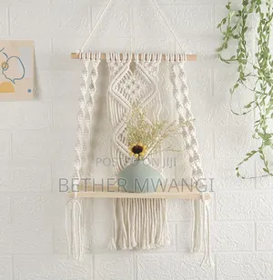 Macrame Wall Hanging Wooden Shelf in Kenya