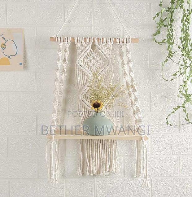 Macrame Wall Hanging Wooden Shelf in Kenya - thumbnail 3