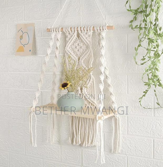 Macrame Wall Hanging Wooden Shelf in Kenya - thumbnail 4