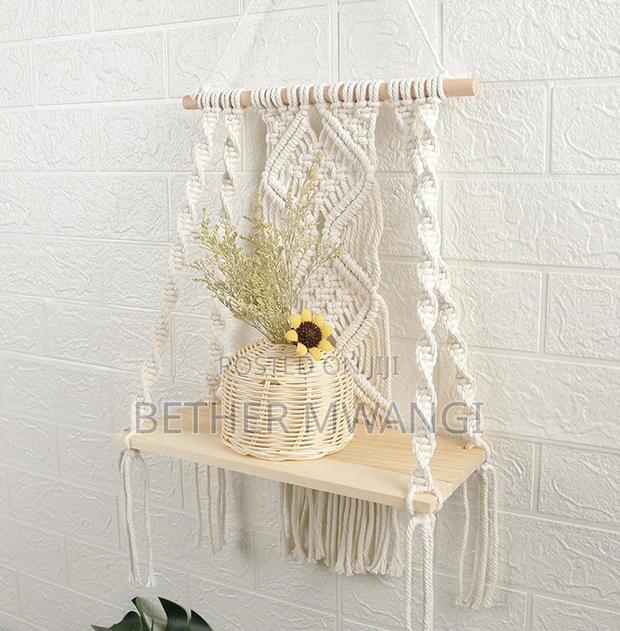 Macrame Wall Hanging Wooden Shelf in Kenya - thumbnail 5