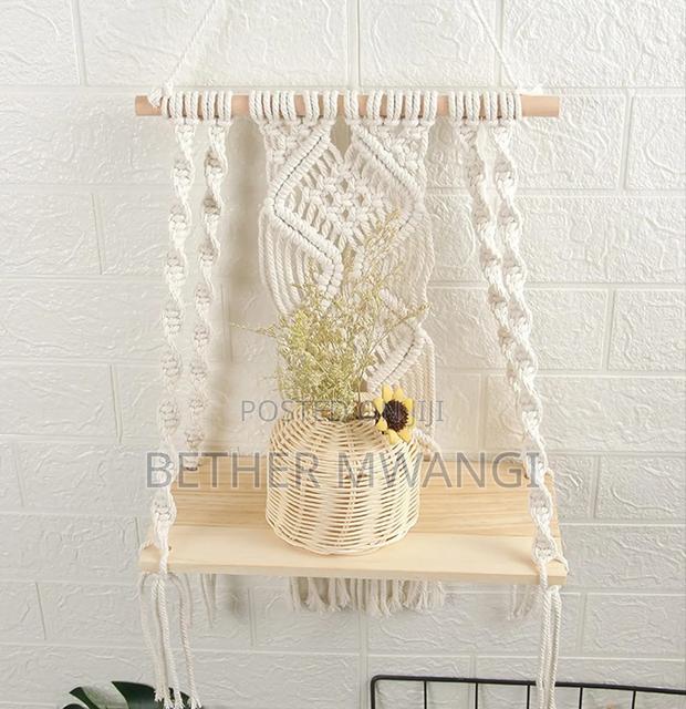 Macrame Wall Hanging Wooden Shelf in Kenya - thumbnail 6