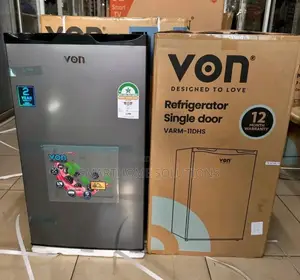 Von 90l Single Door Frige Top Freezer Dark SLV 1y Warranty