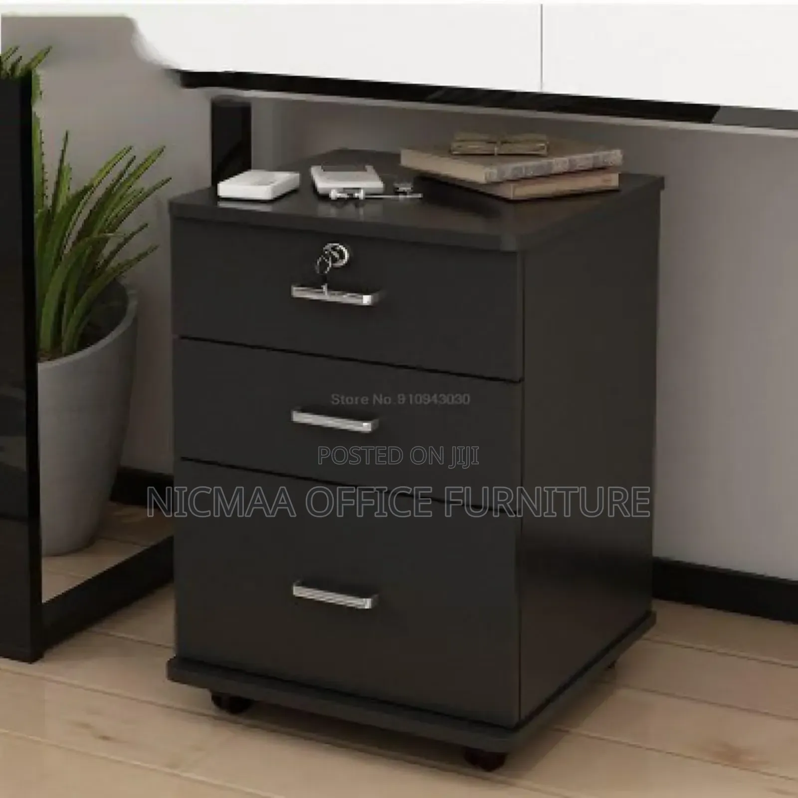 Mobile 3-Drawer Office Cabinet With Lock Wheels