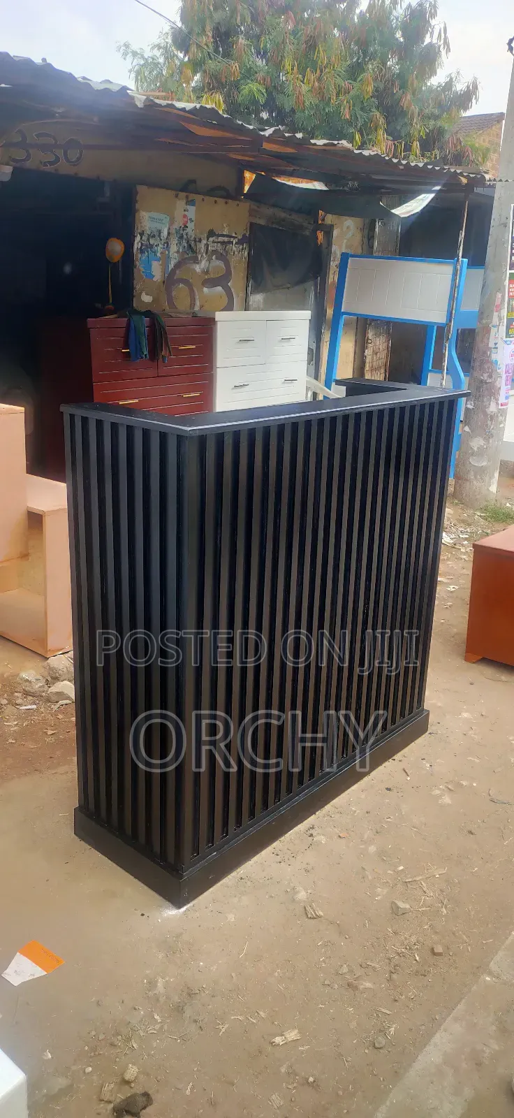 Black Panelled Reception Desk