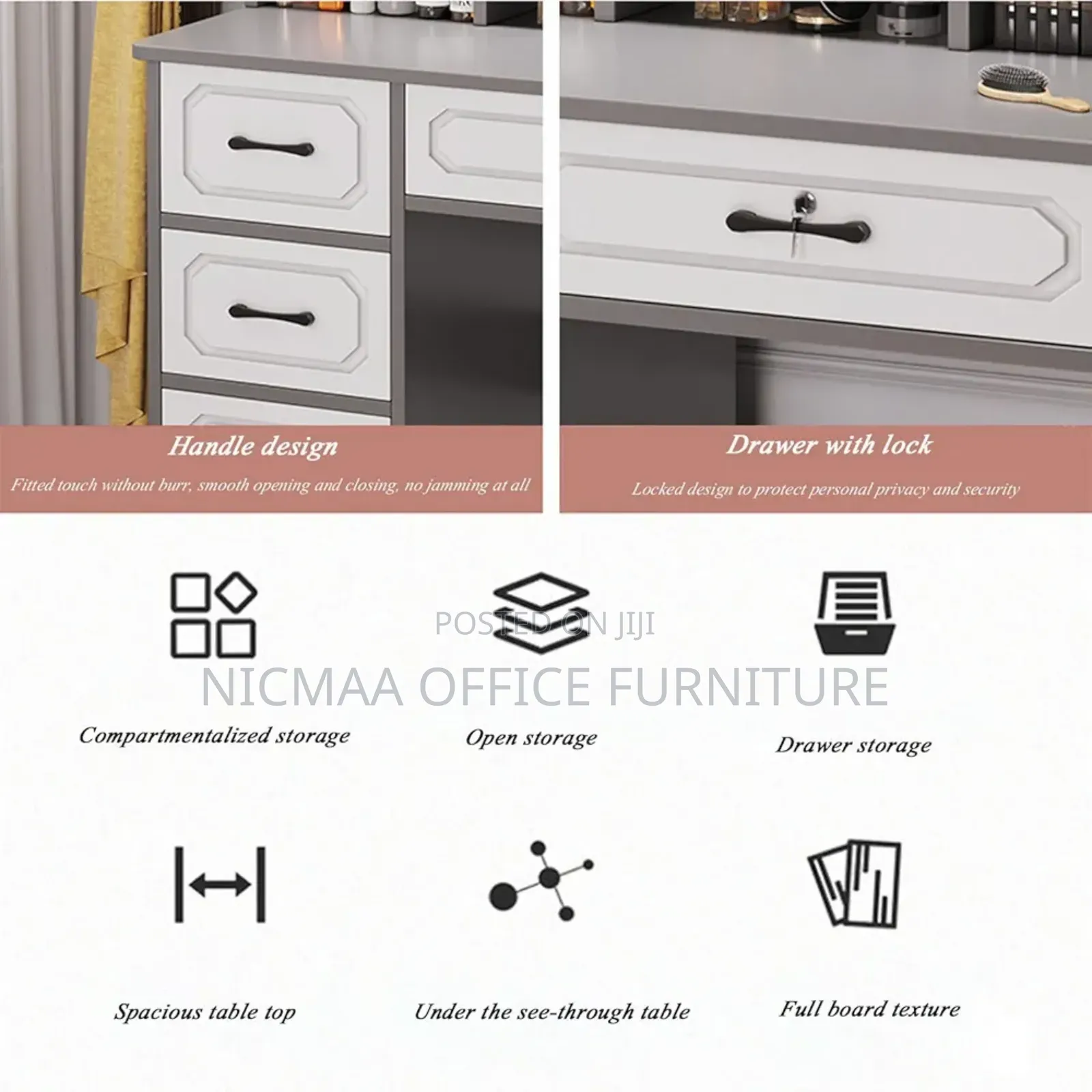 Glowup Vanity Set With Mirror Storage Drawers