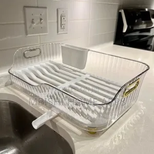 Acrylic Self Draining Dish Rack (Clear And Greenish)