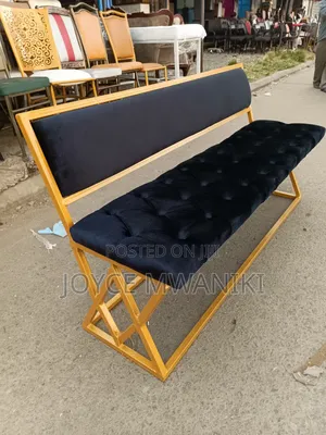 Waiting Seat or Reception Seat, Black Velvet ,