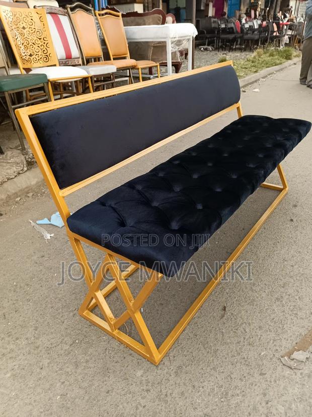 Waiting Seat or Reception Seat, Black Velvet , - thumbnail 2