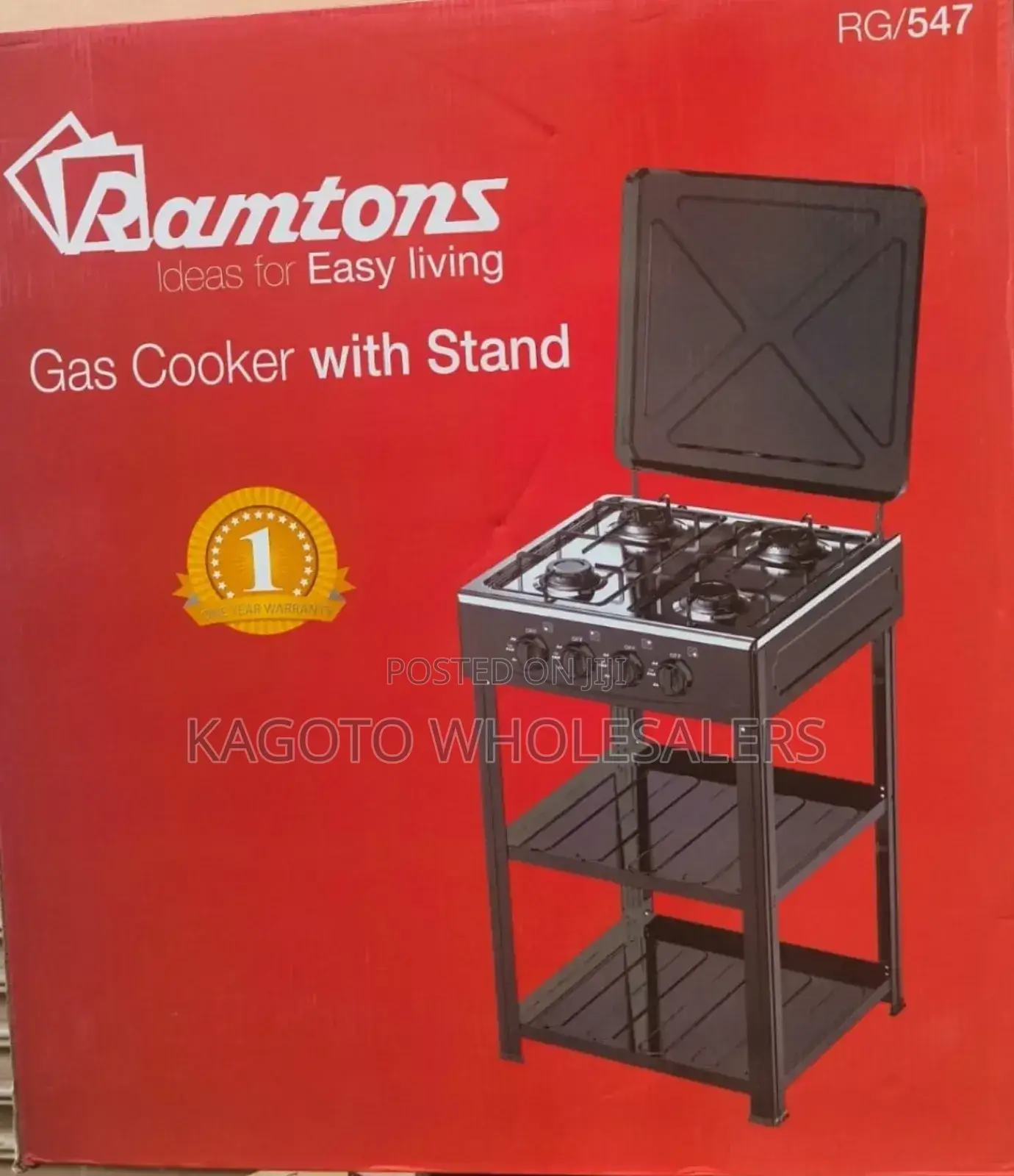 Ramton Standing Cooker Full Gas With Shelves