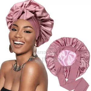 Satin Hair Bonnet With Elastic Tie Band*
♦