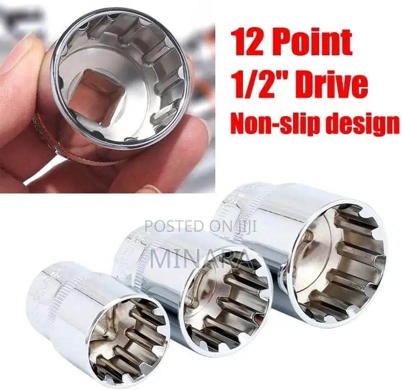 19 Pcs, Multi Spline Sockets, 12 Point Sockets, (No. 8-32)
