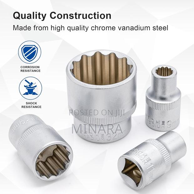 21 Pcs, 12 Point Sockets, (No. 8-36), Multi Spline - thumbnail 4