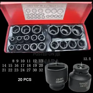 20 Pcs, Impact Rated Sockets, 6-point Sockets (No. 8-32)
