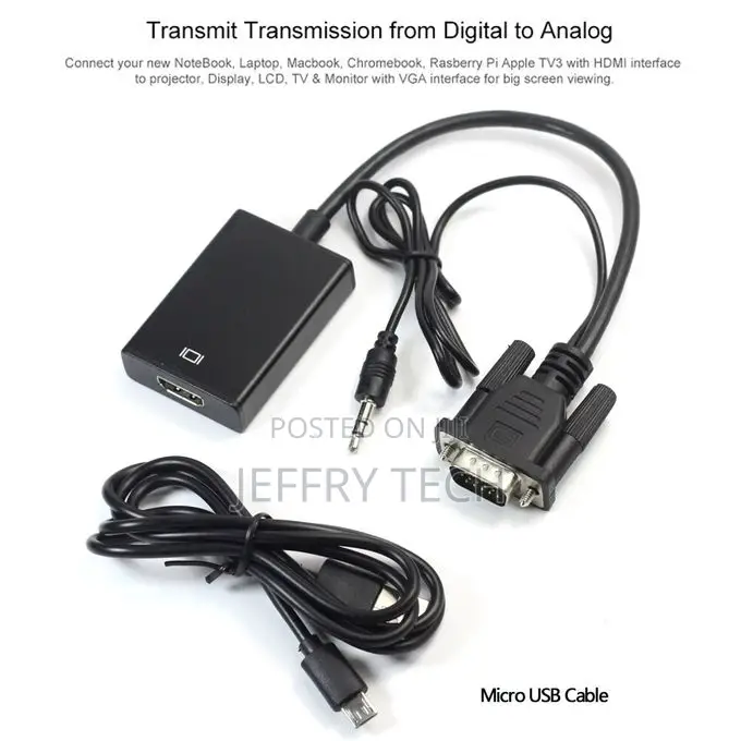 Vga Male to Hdmi Output 1080p Hd+Audio Tv Av HDTV Video Cabl