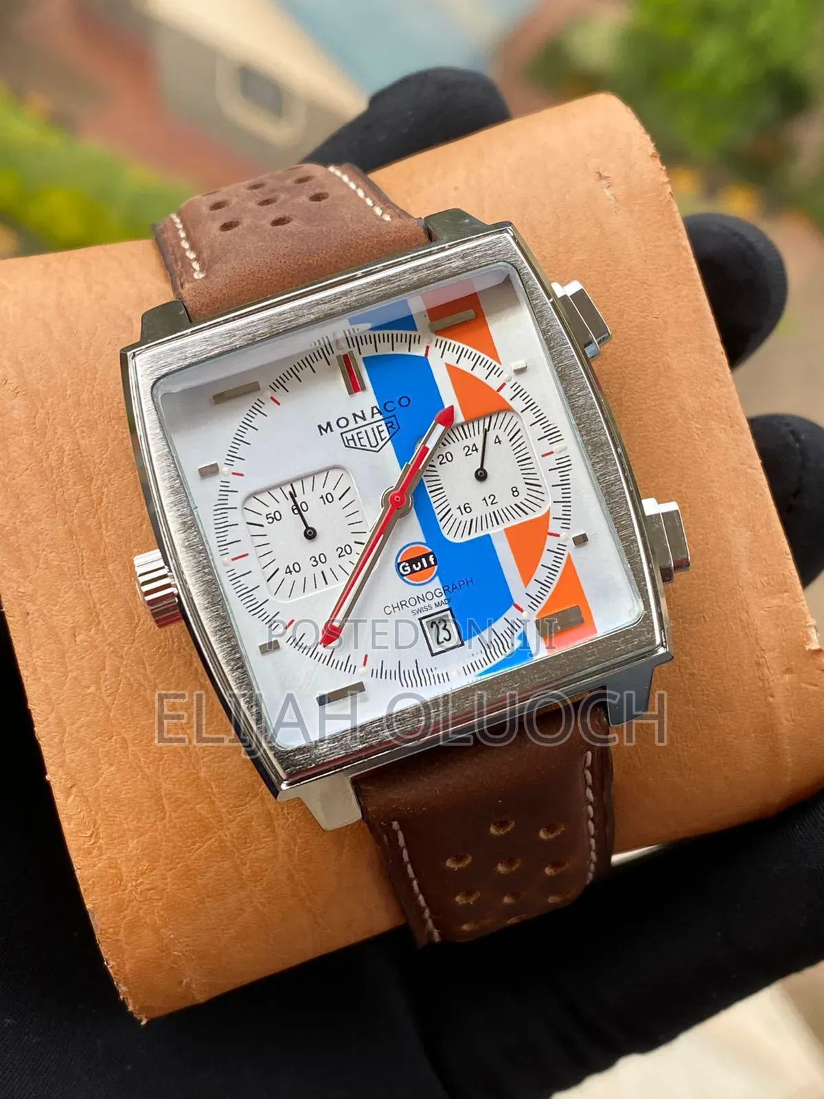 Monaco Heur Chronograph Men Watch (Leather/Metallic Strap)