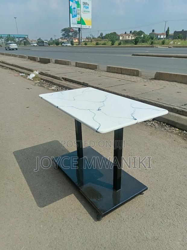 Restaurant Marble Table, White and Grey 
