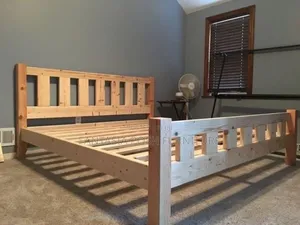 5 by 6 Bed With Raw Wood Finish