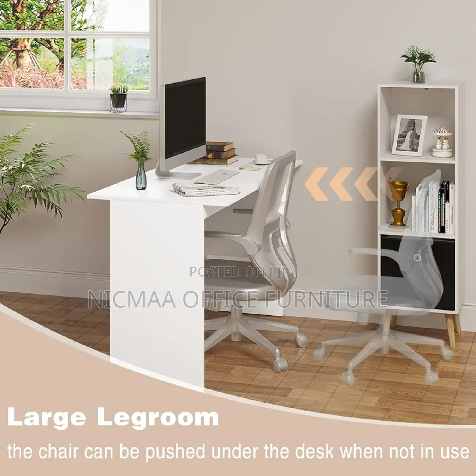 1.2m Sleek White Computer Desk With Lockable Drawer