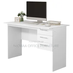 1.2m Sleek White Computer Desk With Lockable Drawer