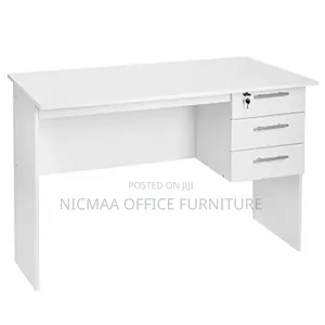 1.2m Sleek White Computer Desk With Lockable Drawer
