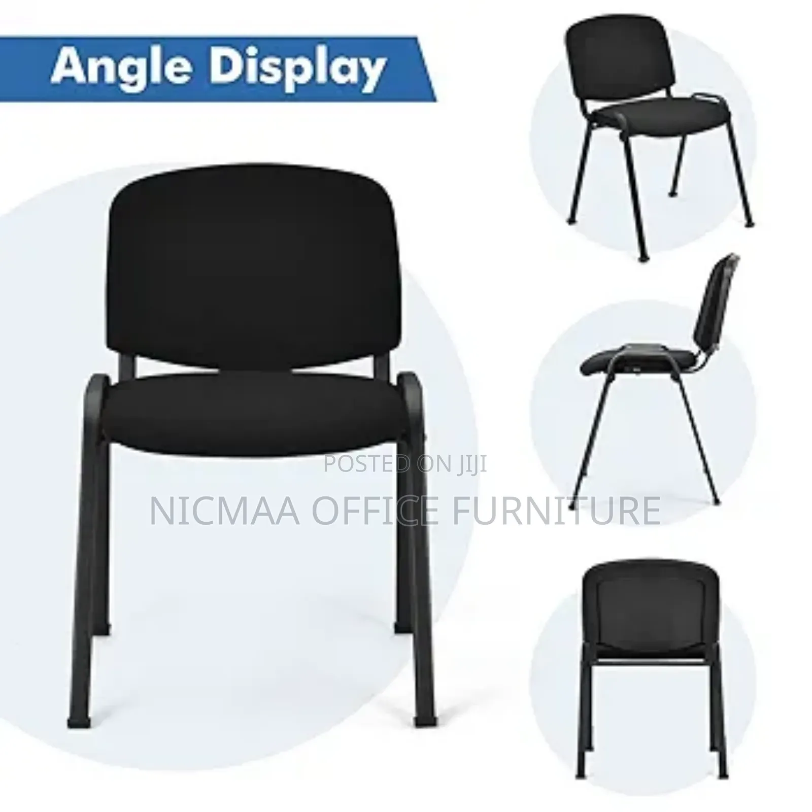 Ergonomic Stackable Black Conference Chair