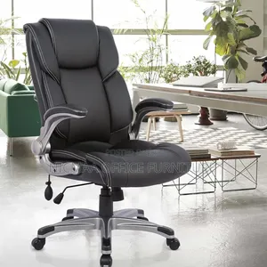 Ergonomic Leather Office Chair With Flip-Up Arms