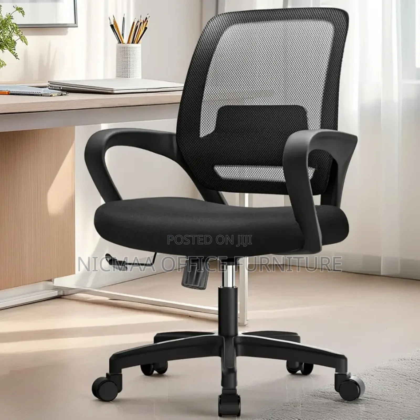 Breathable Mid-Back Ergomesh Black Office Chair