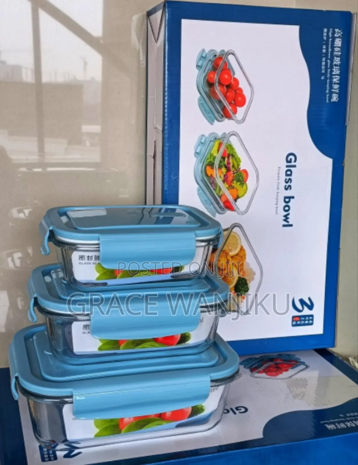 3pcs Glass Storage Containrs