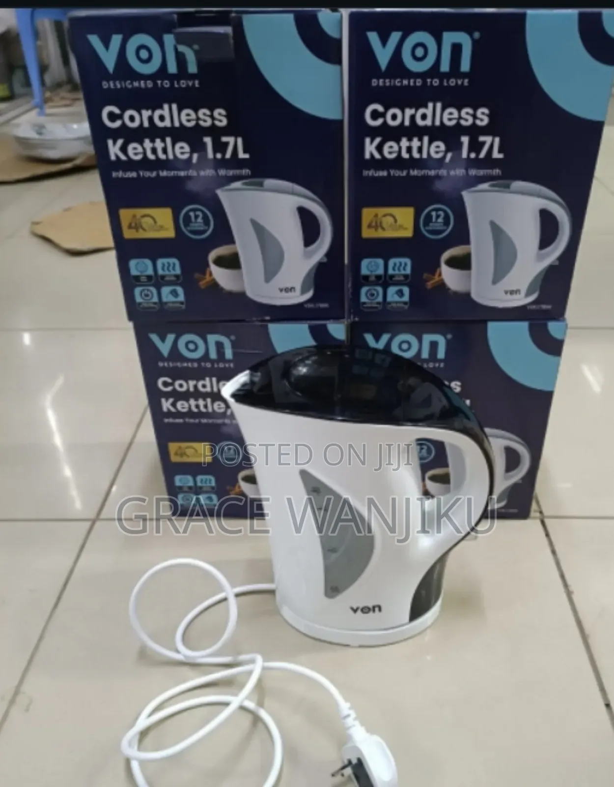 *Von Vskl17bnk 1.7 Litres Upright Cordless Kettle