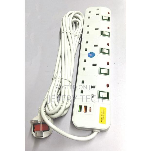 High Astra 5-Way Socket Power Extension Cable With 2 Usb Cha